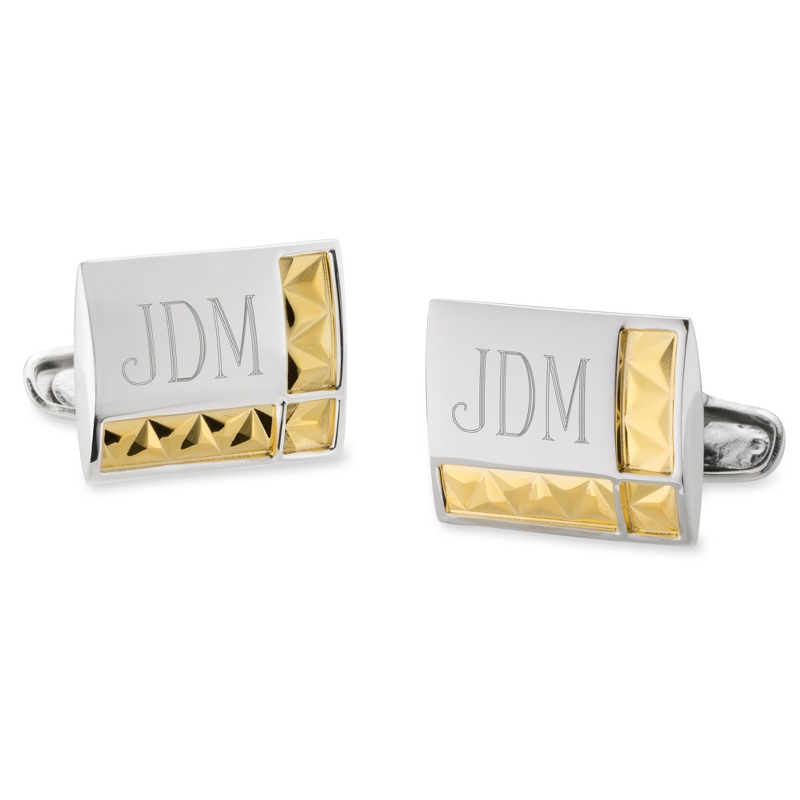 Image of Sterling Silver Gold Studded Cuff Links