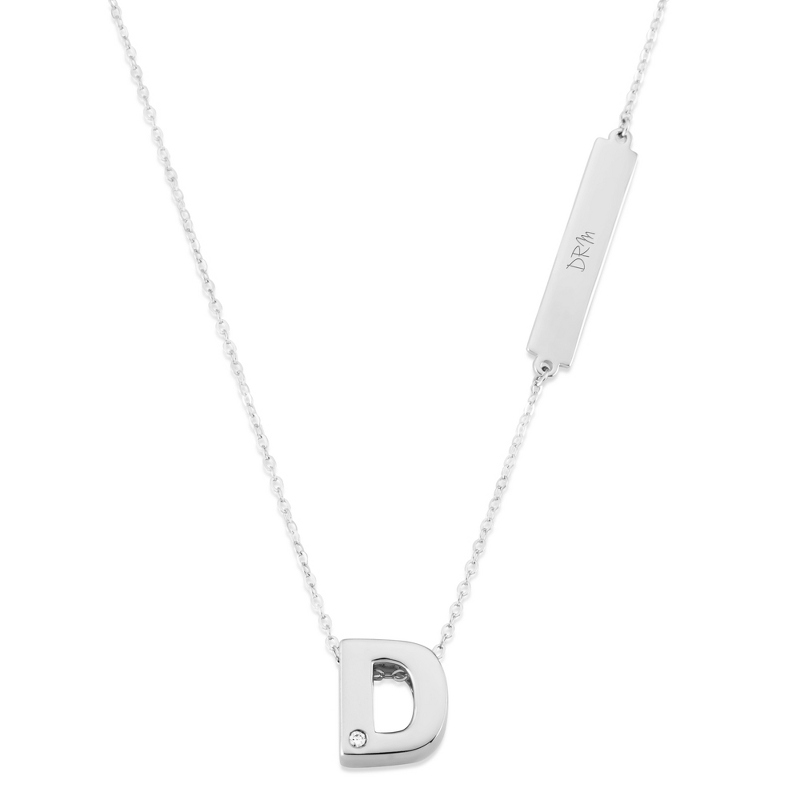 Image of Sterling Silver Block D Initial Necklace