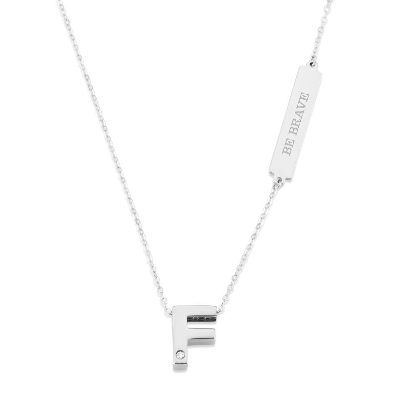 Image of Sterling Silver Block F Initial Necklace