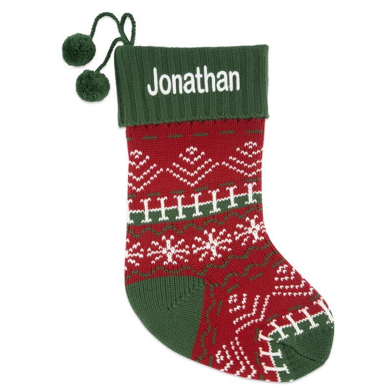 Image of Red and Green Fair Isle Knit Stocking