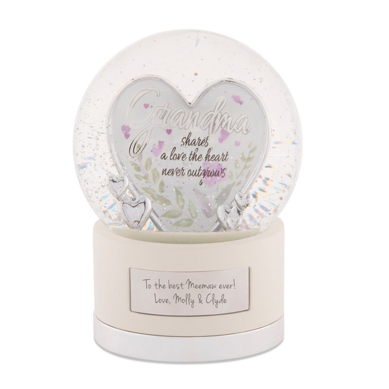 Image of Silver Grandma Heart Snow Globe