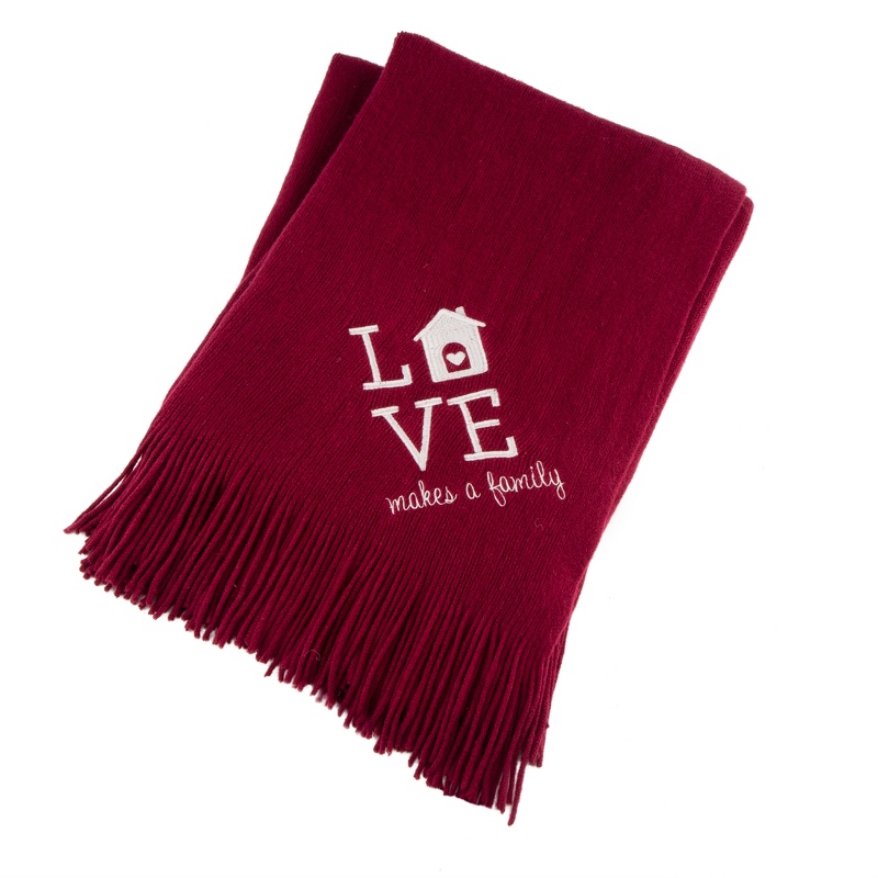 Image of Love Family Berry Embroidered Throw