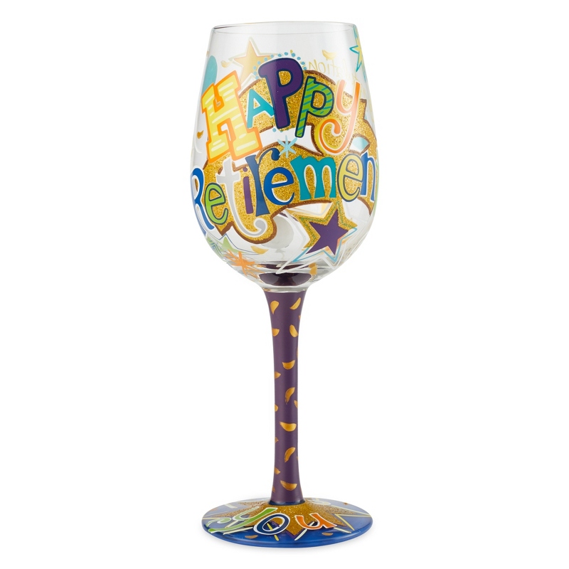 Image of Lolita Happy Retirement Hand Painted Wine Glass