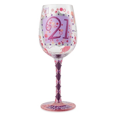 Lolita 21st Birthday Hand Painted Wine Glass