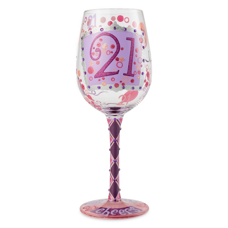 Image of Lolita 21st Birthday Hand Painted Wine Glass