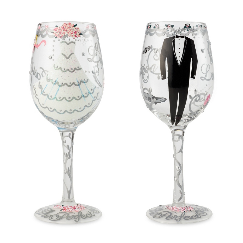 Image of Lolita Bride and Groom Hand Painted Wine Glass Set