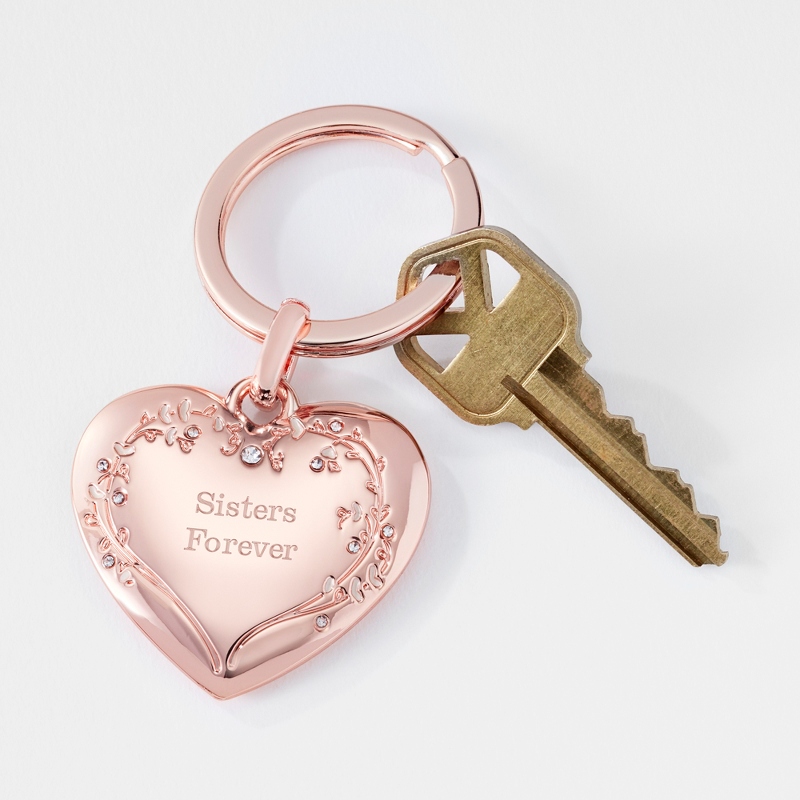 Image of Rose Gold Heart and Vines Key Chain