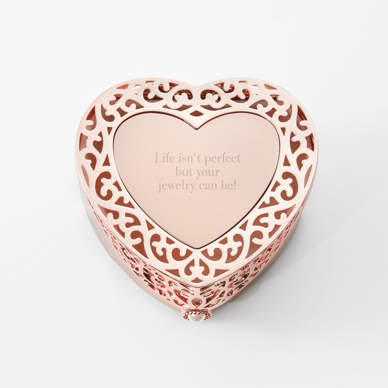 Image of Rose Gold Heart Cut Out Jewelry Box