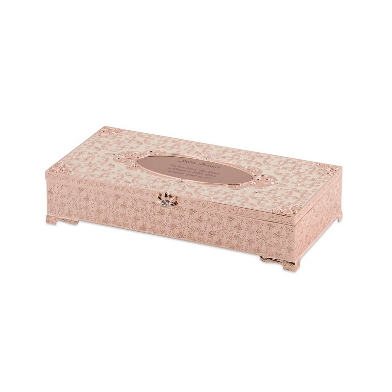 Image of Rose Gold Antiqued Enamel Musical Jewelry Box