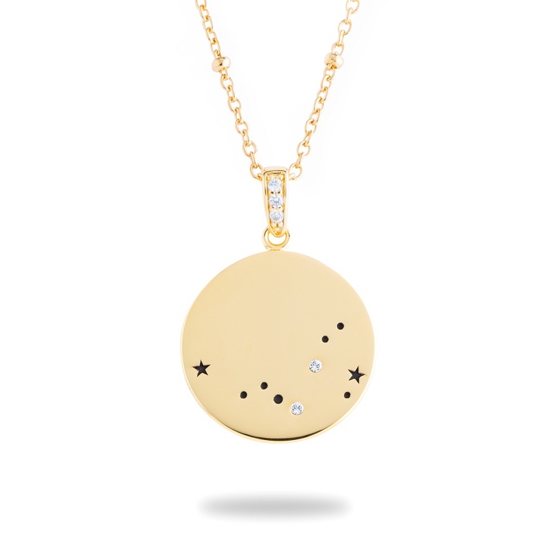 Image of Gold Sterling Silver Aquarius Zodiac Necklace