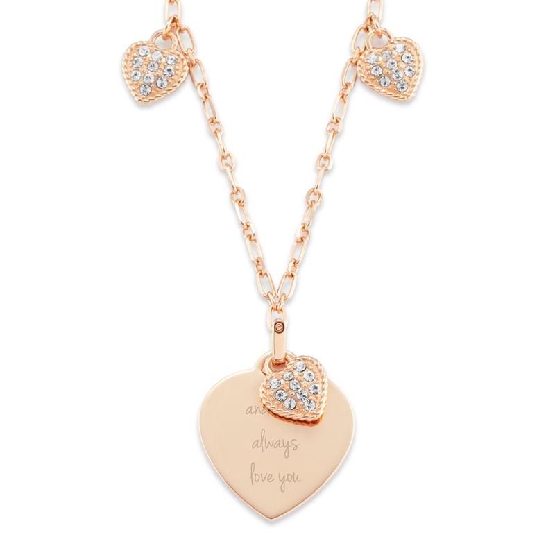 Image of Rose Gold Sterling Silver Pave Heart Necklace