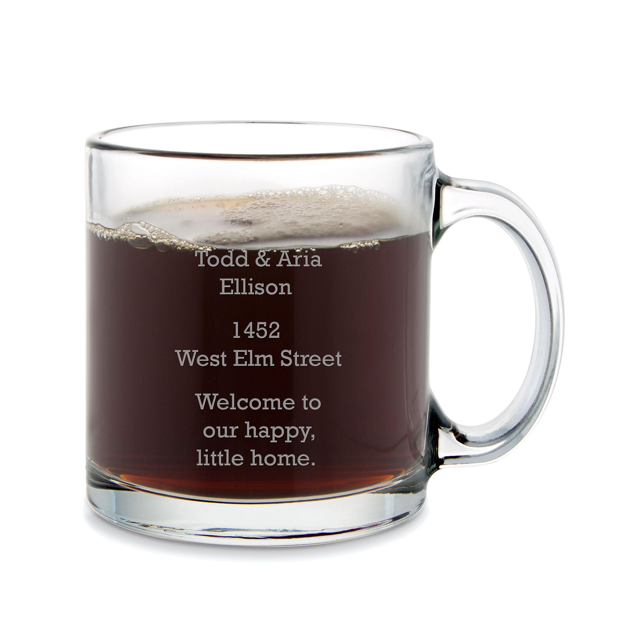 size 2 Personalized  Glass Coffee/Tea Mugs 13 oz 