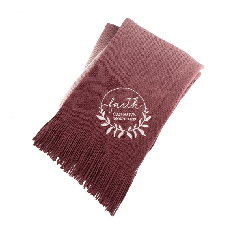 Image of Faith Wine Ombre Embroidered Throw