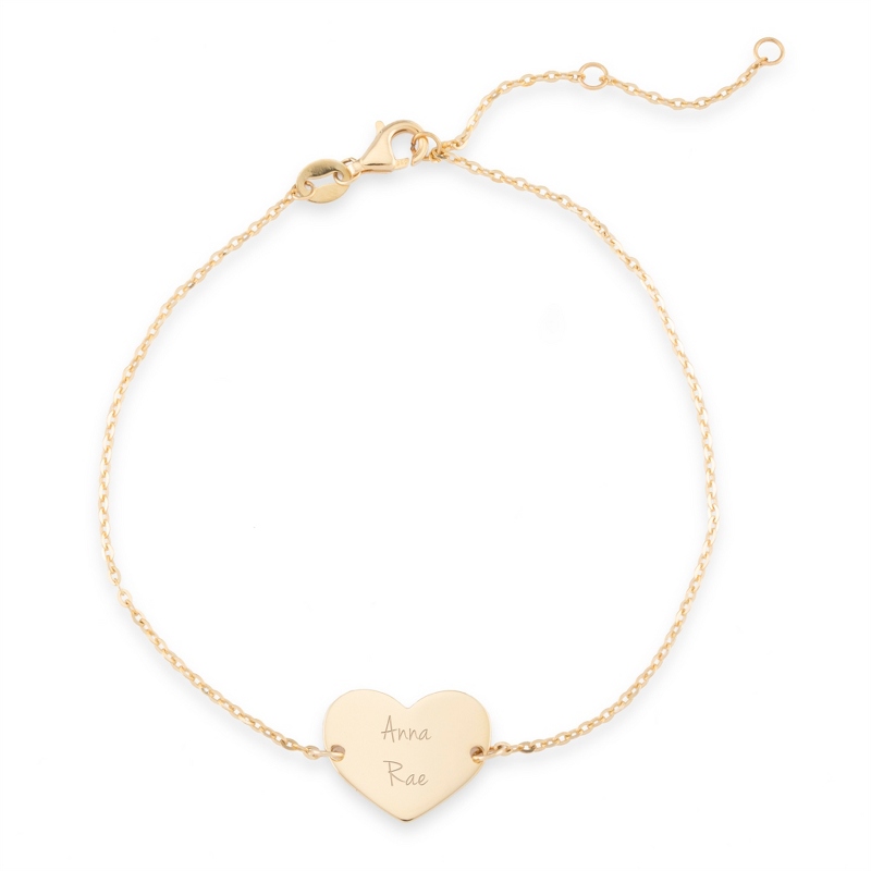 Image of 14K Gold Heart Pendant Bracelet