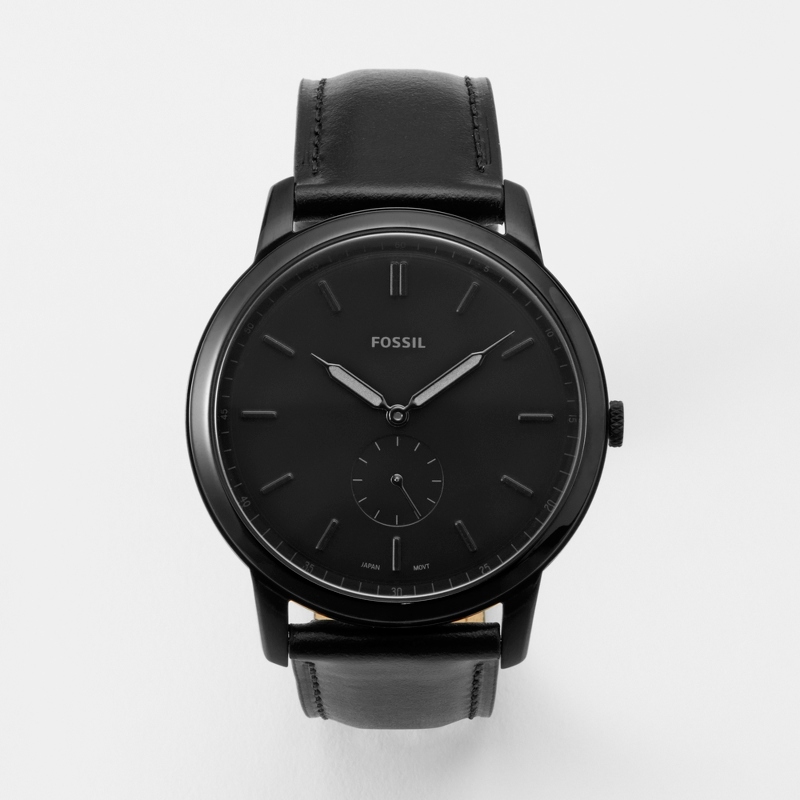 Image of Fossil Mens Minimalist Black Leather Watch