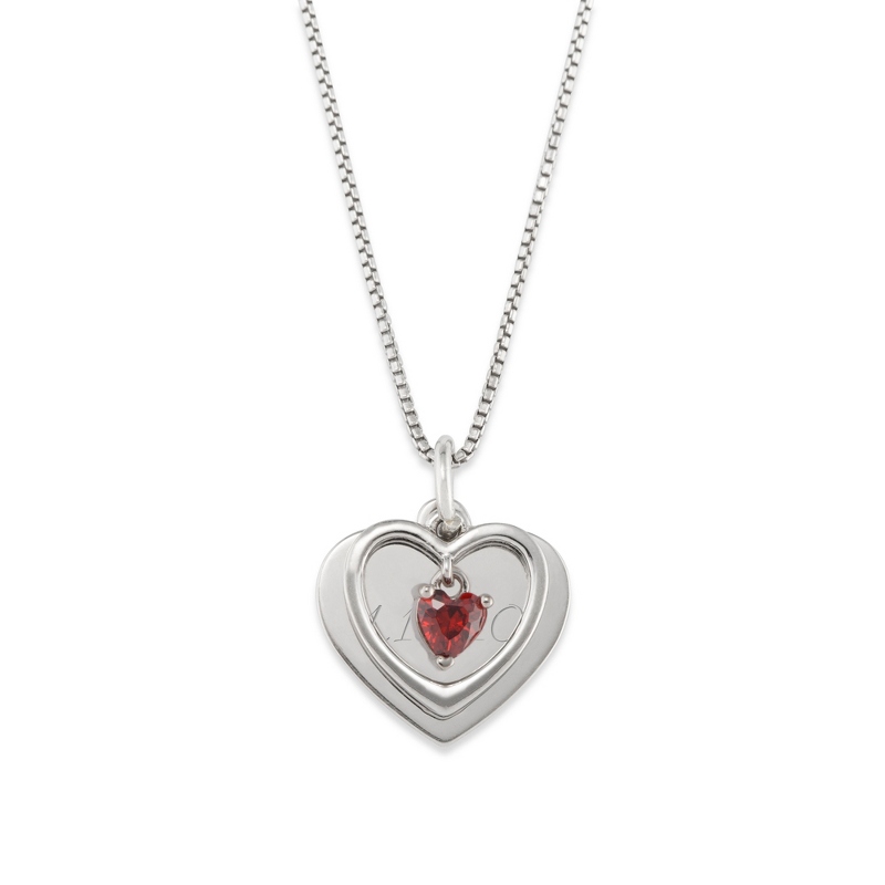 Image of Girls Sterling Silver Heart January Birthstone Necklace
