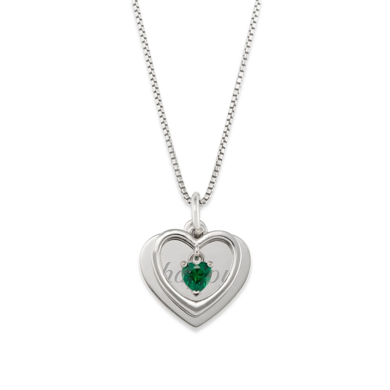 Image of Girls Sterling Silver Heart May Birthstone Necklace