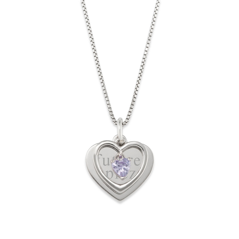 Image of Girls Sterling Silver Heart June Birthstone Necklace