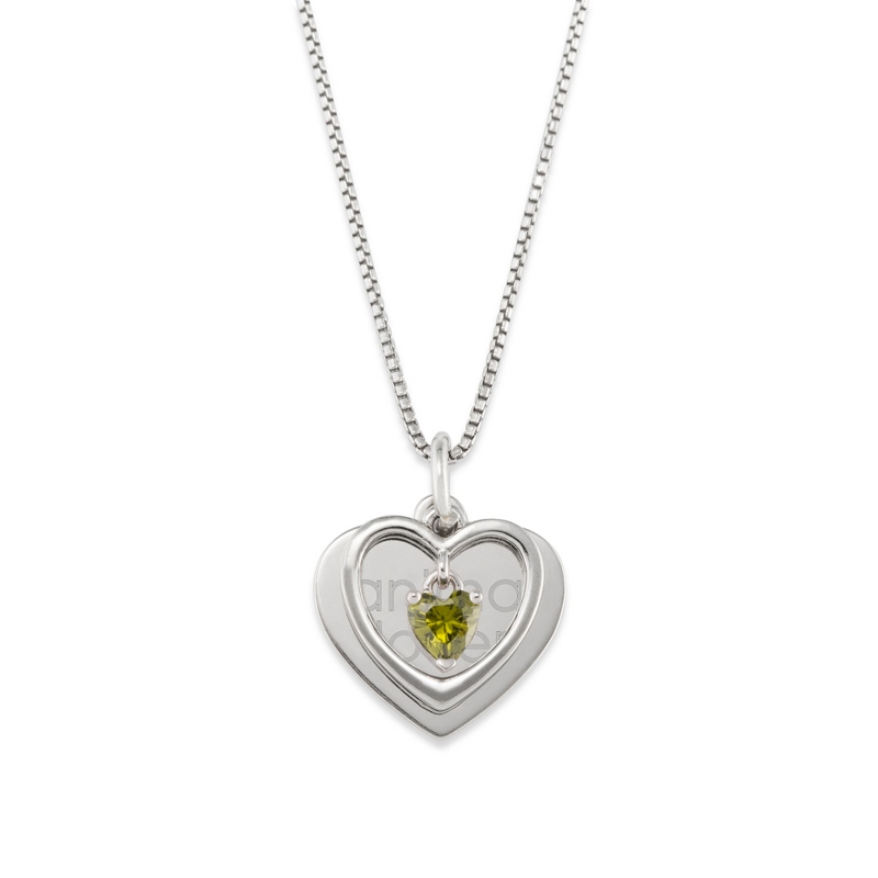 Image of Girls Sterling Silver Heart August Birthstone Necklace