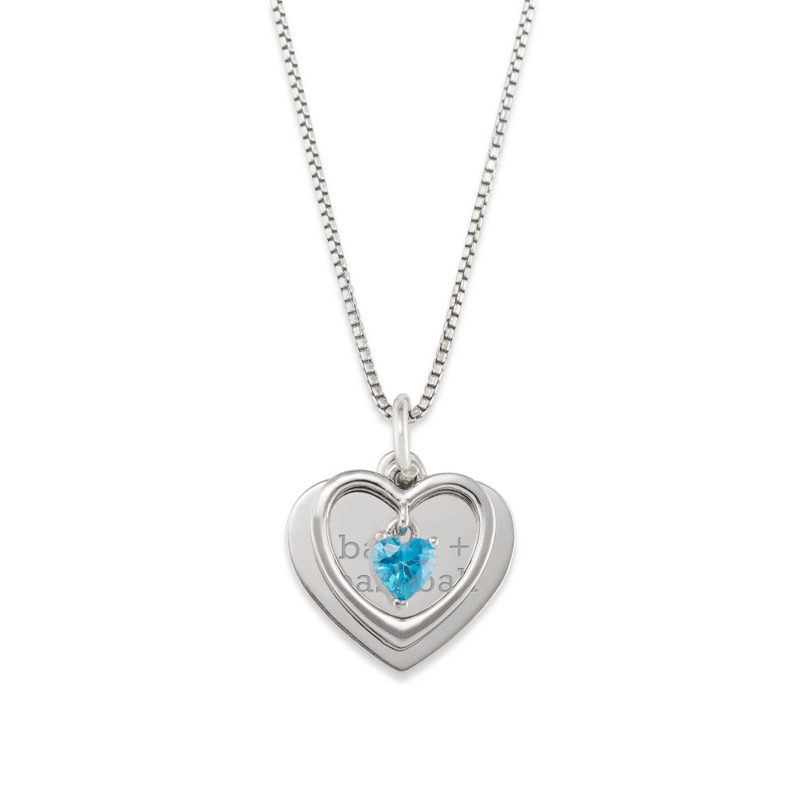 Image of Girls Sterling Silver Heart December Birthstone Necklace