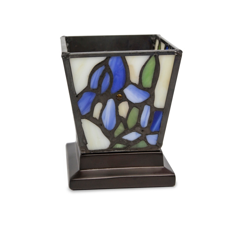 Image of 3.5 Inch Blue Iris Stained Glass Candle Urn