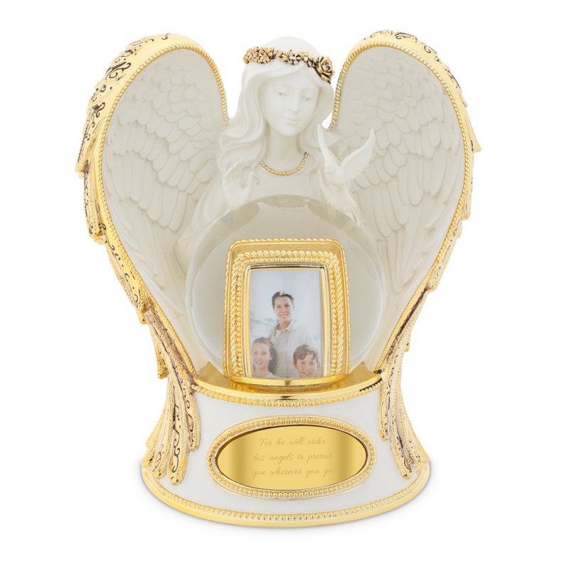 Image of Gold Guardian Angel Snow Globe