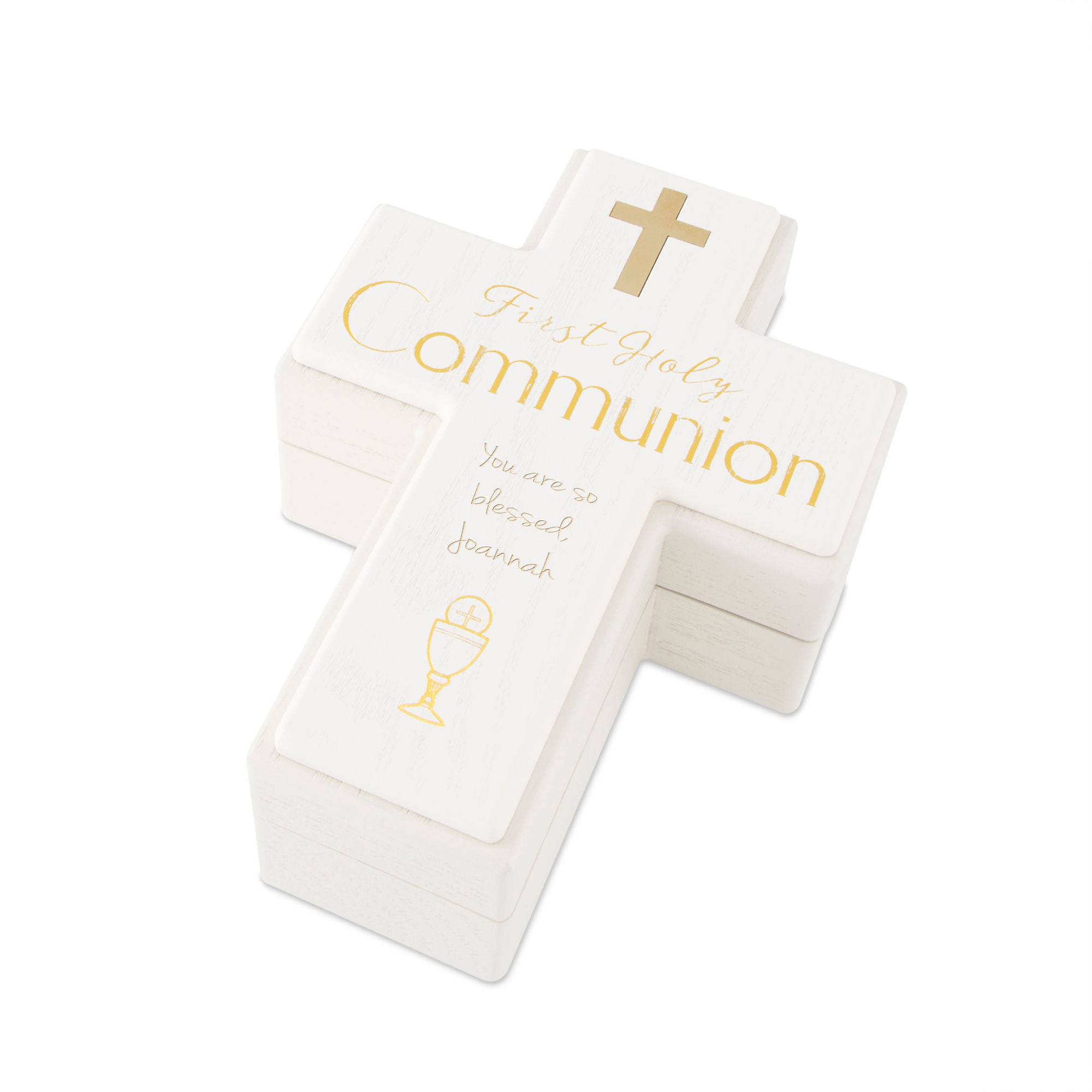 Personalised Engraved Silver Cross Trinket Box Christening Holy Communion Girls 