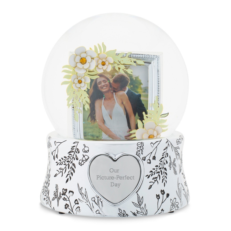 Image of Wedding Floral Photo Musical Snow Globe