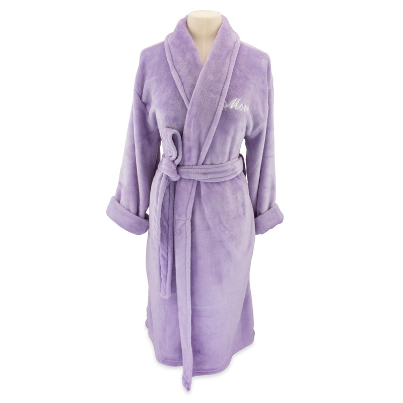 Image of Light Purple Mom Embroidered Plush Robe
