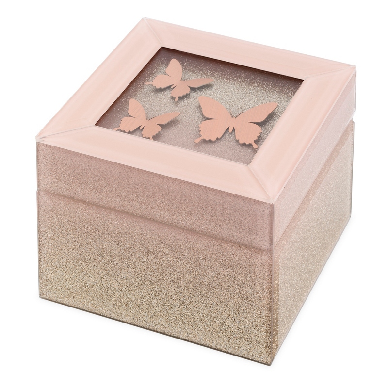 Image of Rose Gold Butterfly Glitter Keepsake Box