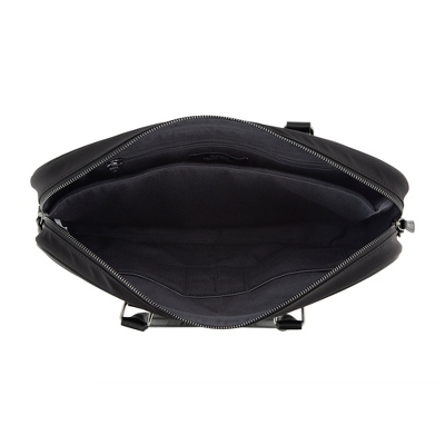 Black Nylon Briefcase with Leather Trim