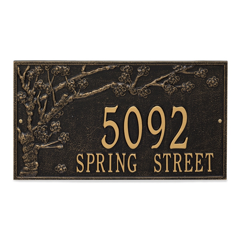 Image of Whitehall Spring Blossom Black and Gold Address Plaque