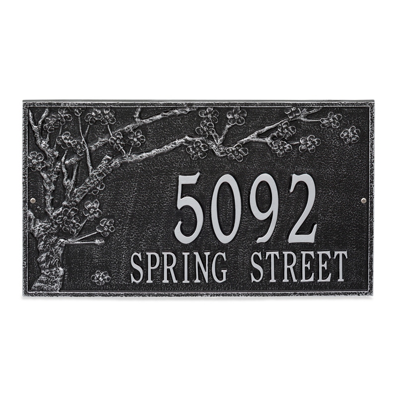 Image of Whitehall Spring Blossom Black and Silver Address Plaque
