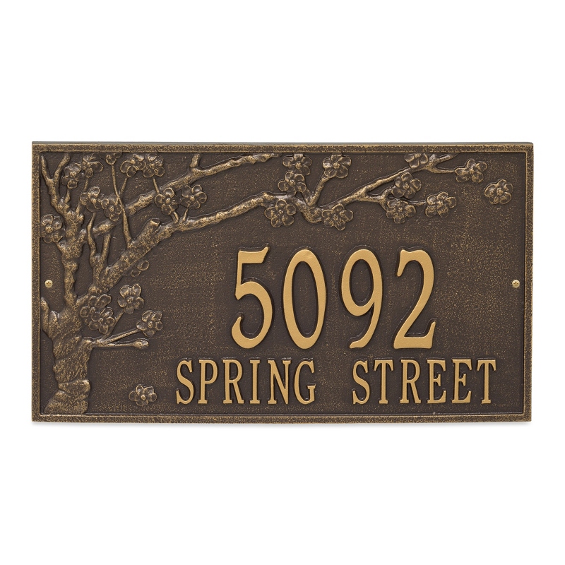 Image of Whitehall Spring Blossom Bronze and Gold Address Plaque
