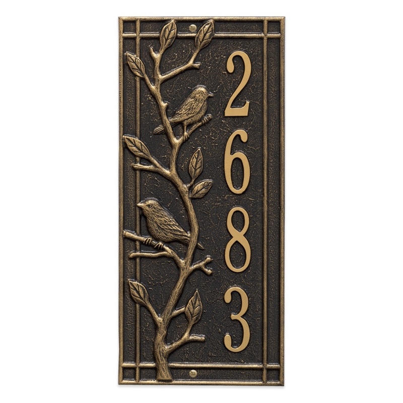 Image of Whitehall Vertical Woodbridge Black and Gold Address Plaque