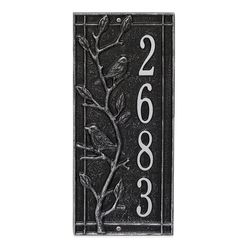 Image of Whitehall Vert. Woodbridge Black and Silver Address Plaque