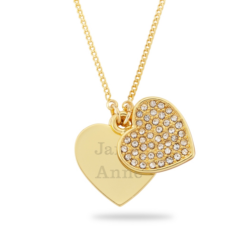 Image of Gold Pave Heart Beaded Necklace