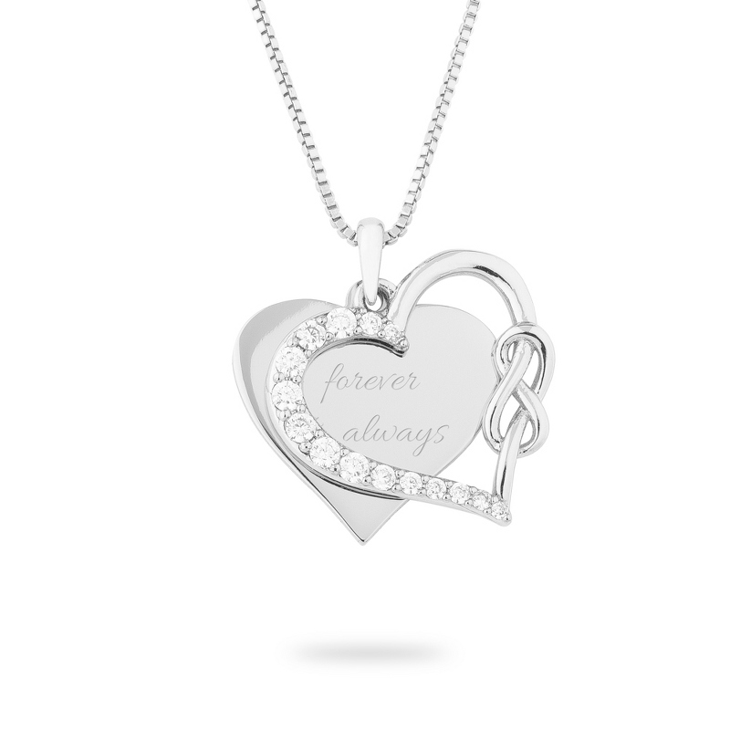 Image of Silver Tone Heart Infinity Knot Swing Necklace