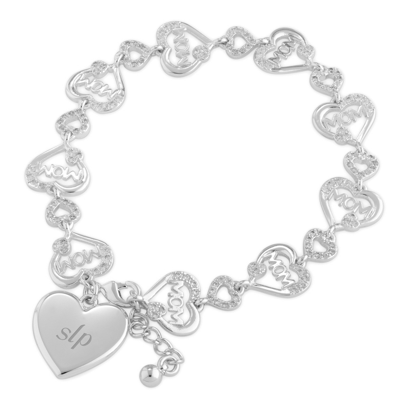 Image of Crystal Heart Mom Link Bracelet