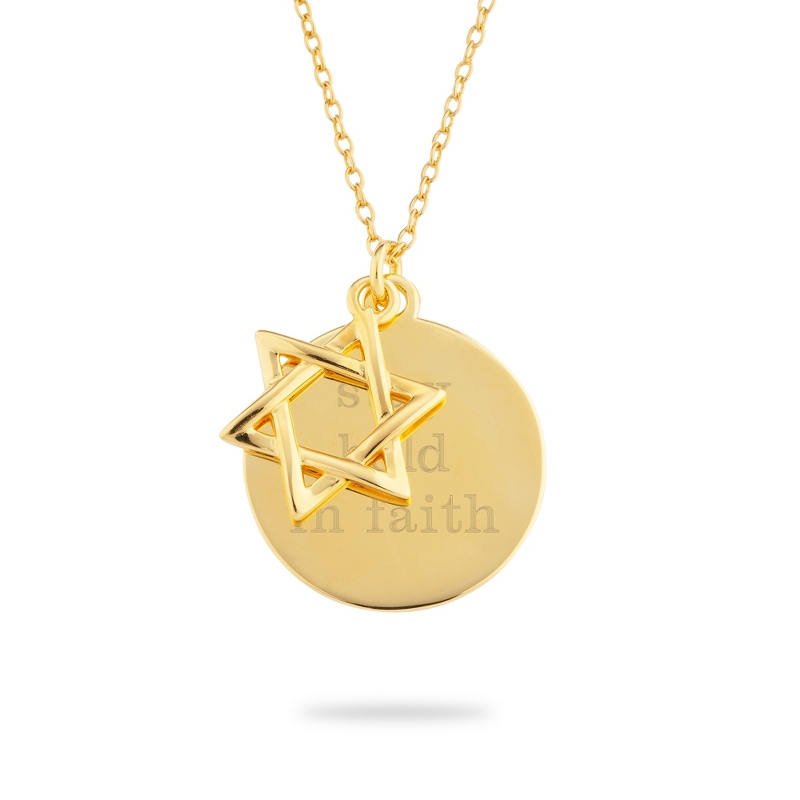 Image of Gold Sterling Silver Star of David Swing Necklace