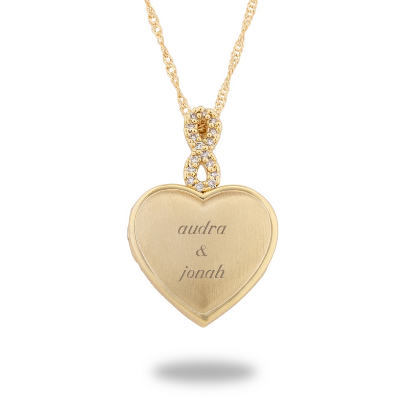 Image of Gold Tone Infinity Bail Heart Locket
