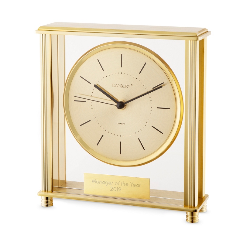 Image of Gold-Tone Square Mantel Clock