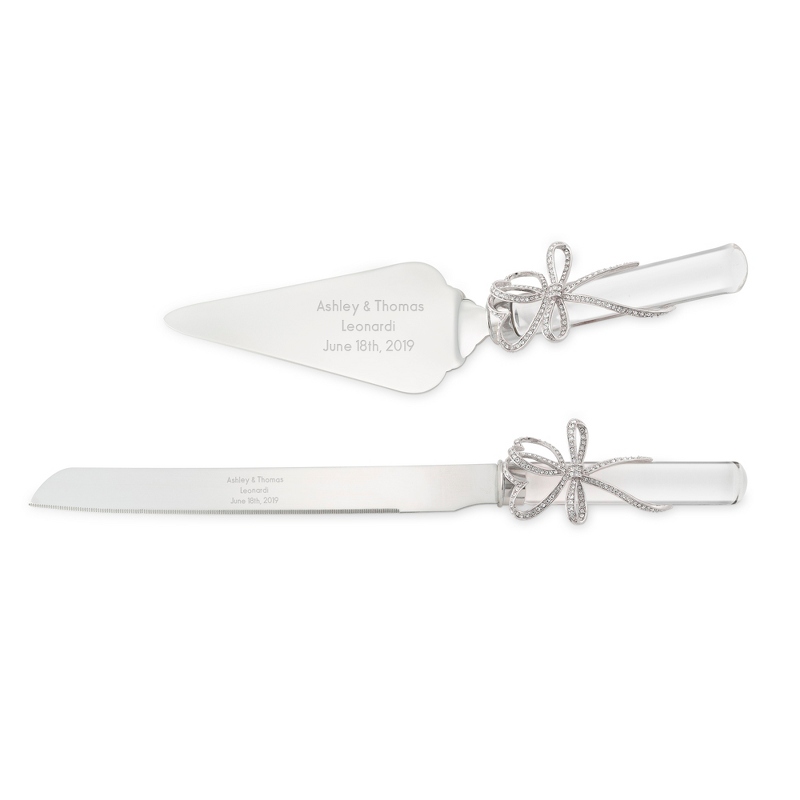 Image of Silver Bow Cake Server and Knife Set