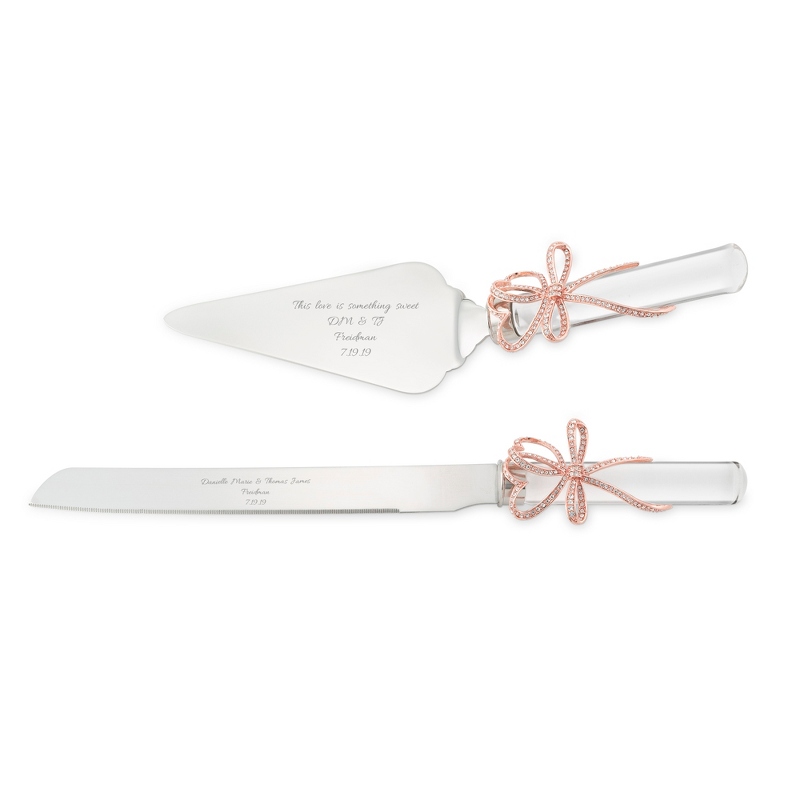 Image of Blush Bow Cake Server and Knife Set