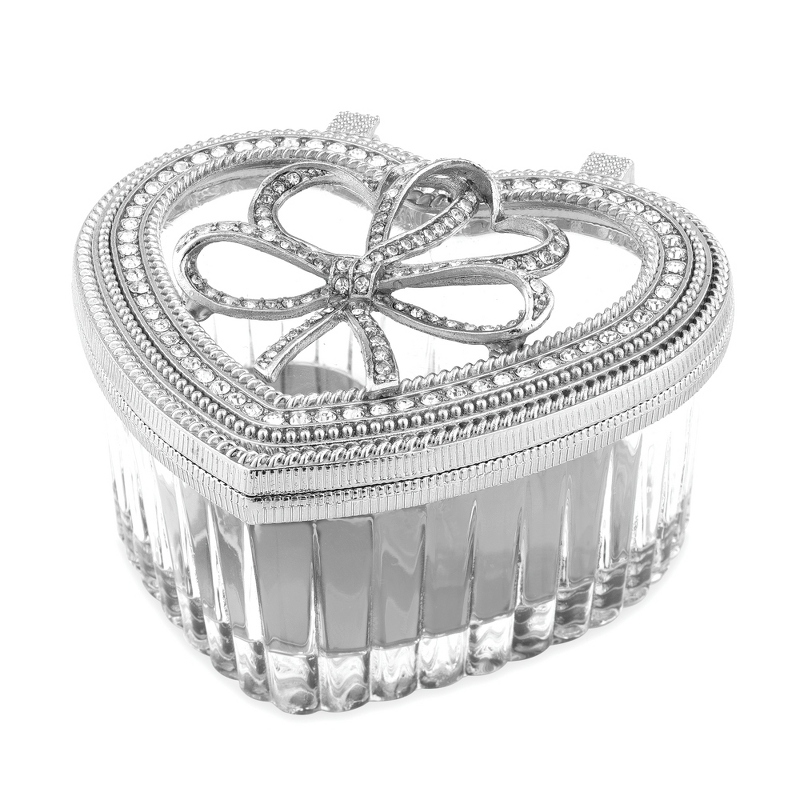 Image of Silver Bow Heart Keepsake Box