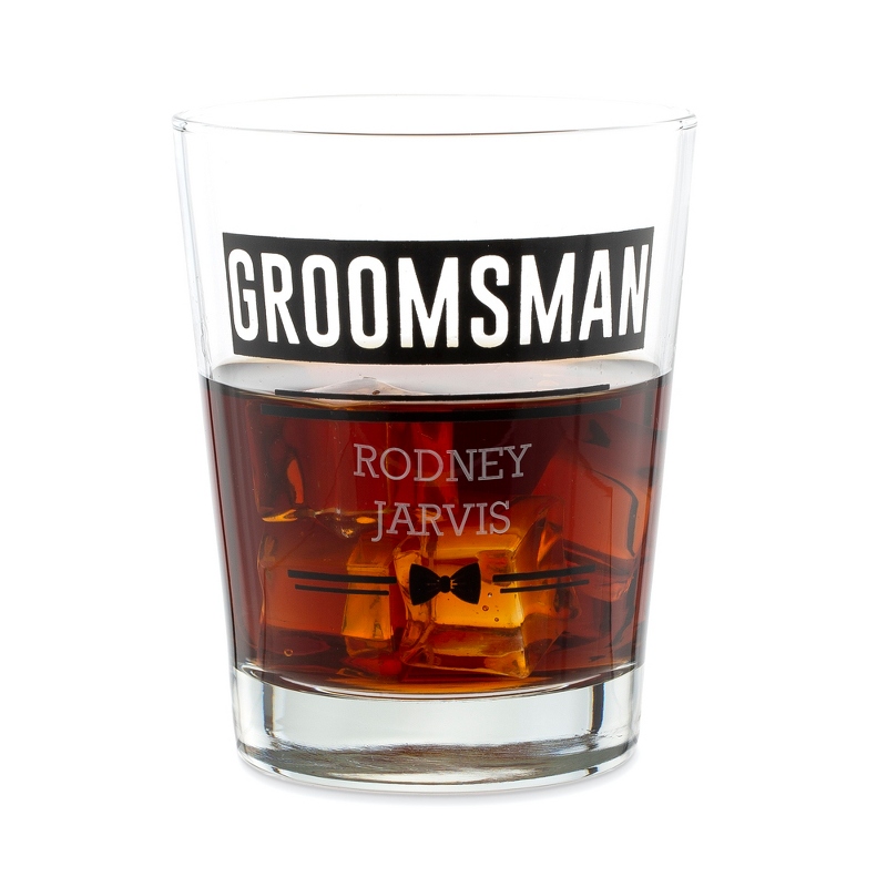 Image of Groomsman Decal Double Old Fashioned Glass