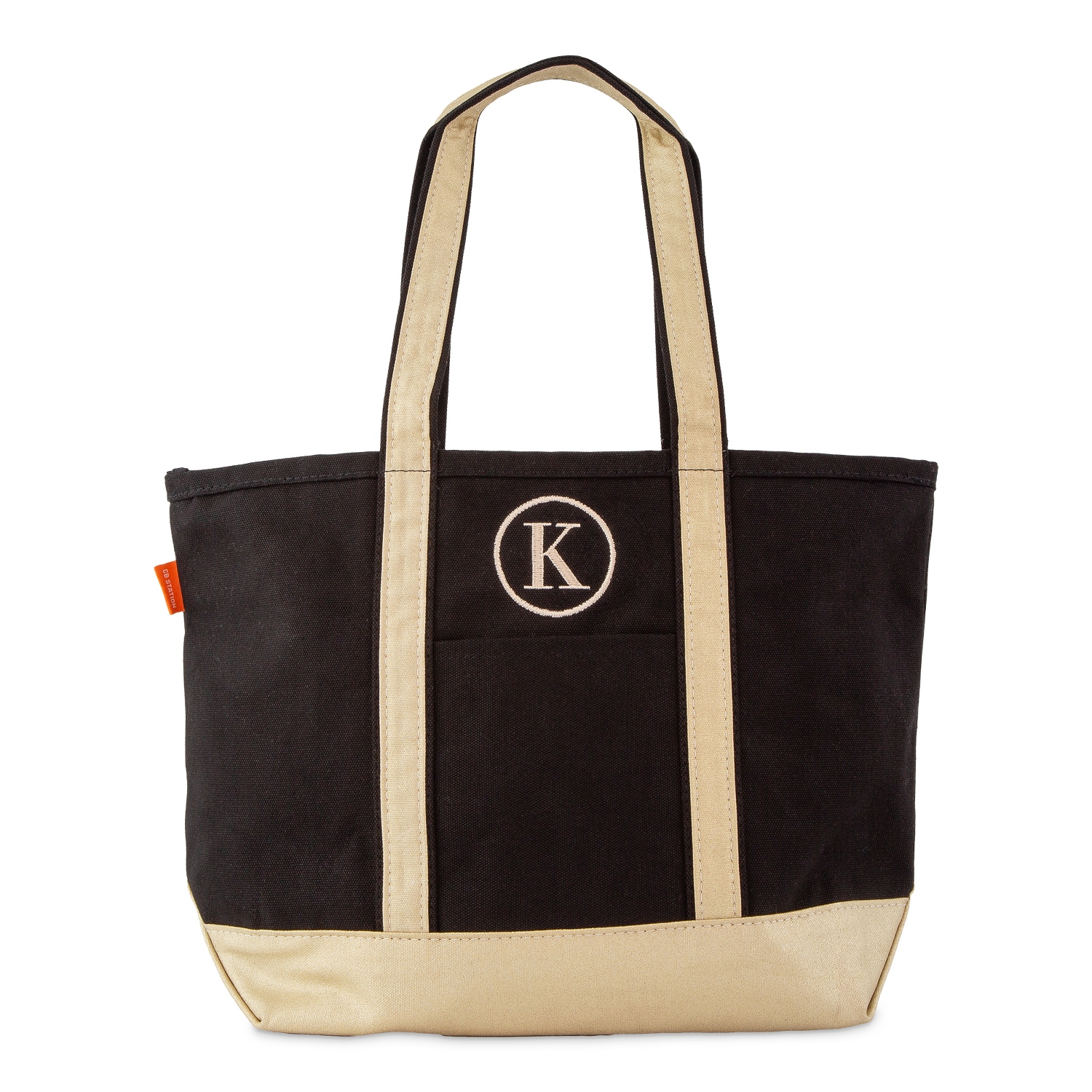 Black and Gold Accent Canvas Boat Tote Bag