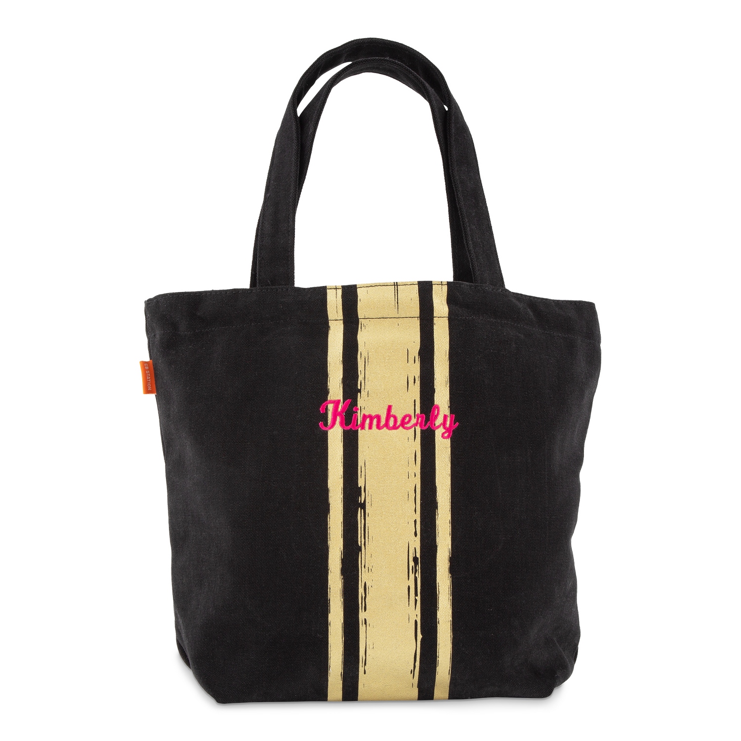 Black and Gold Stripe Canvas Tote Bag