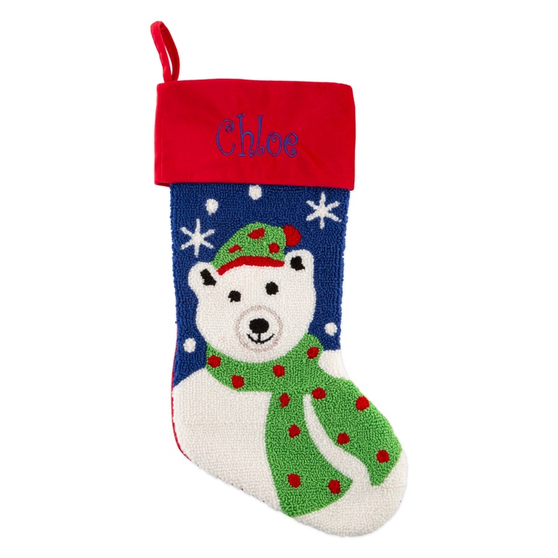 Image of Polar Bear Hand Hooked Stocking