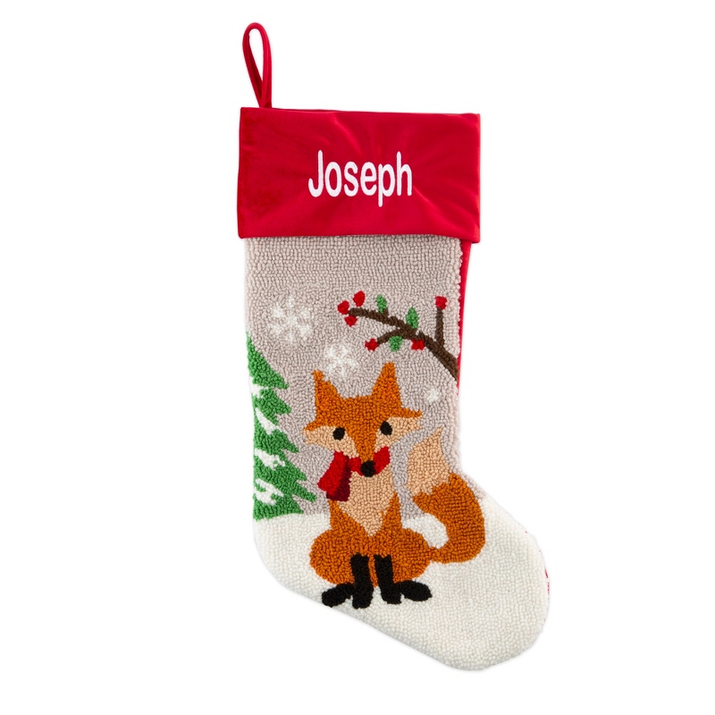 Image of Fox Hand Hooked Stocking